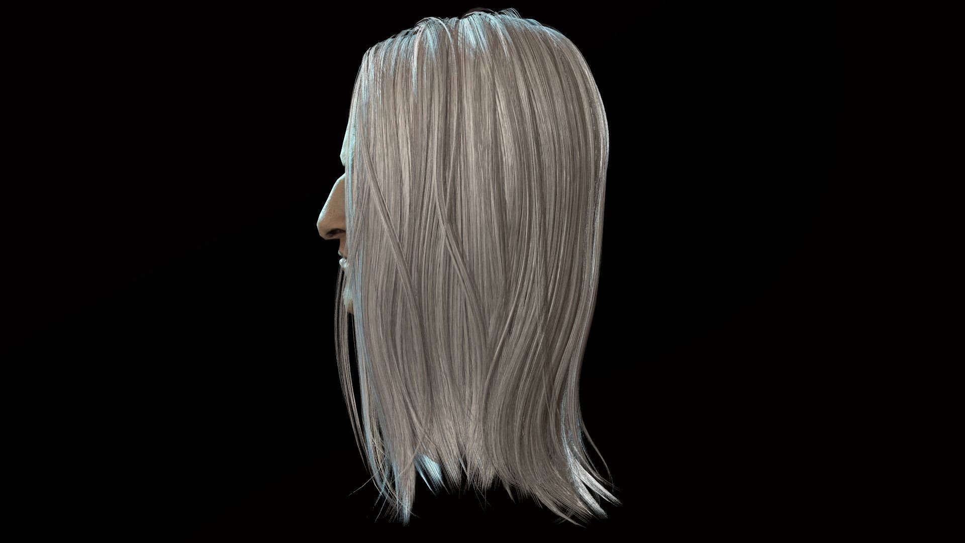 Hair Long  Low poly Low-poly 3D model_4