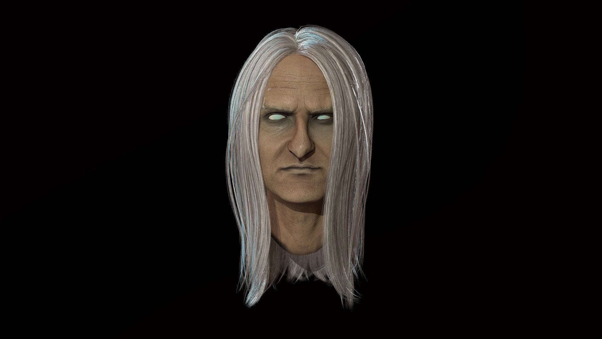 Hair Long  Low poly Low-poly 3D model_3