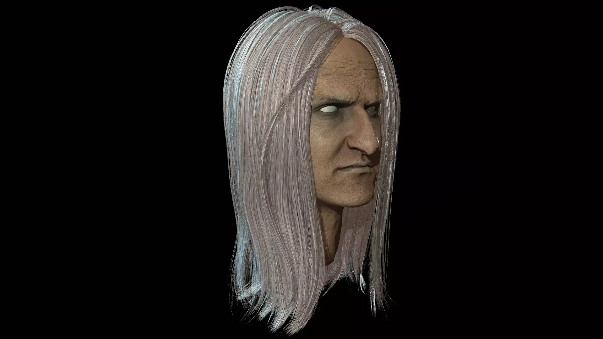 Hair Long  Low poly Low-poly 3D model_0