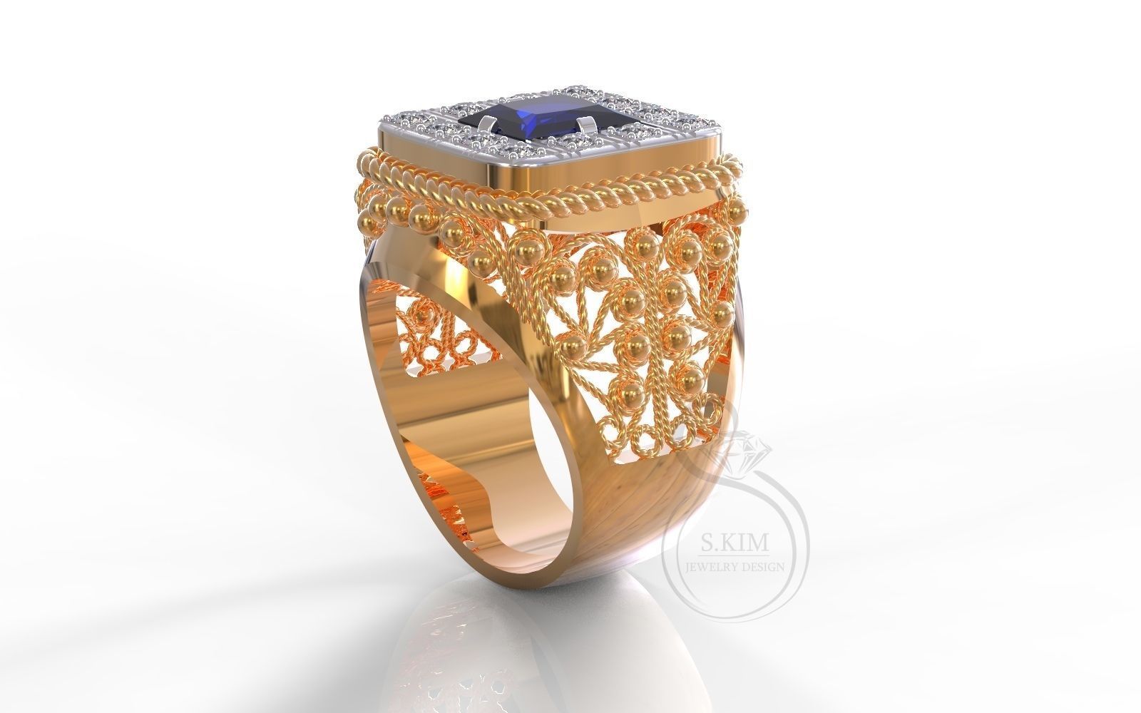 Man ring filigree 3D print model_1