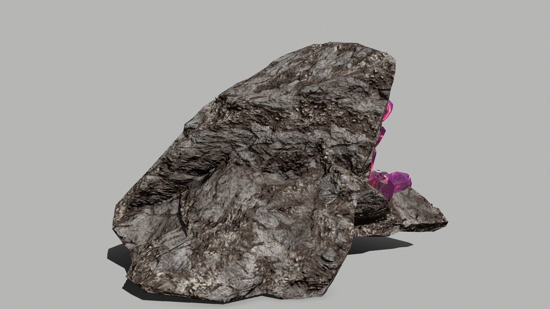 Crystal Set rock with crystals Low-poly 3D model_9