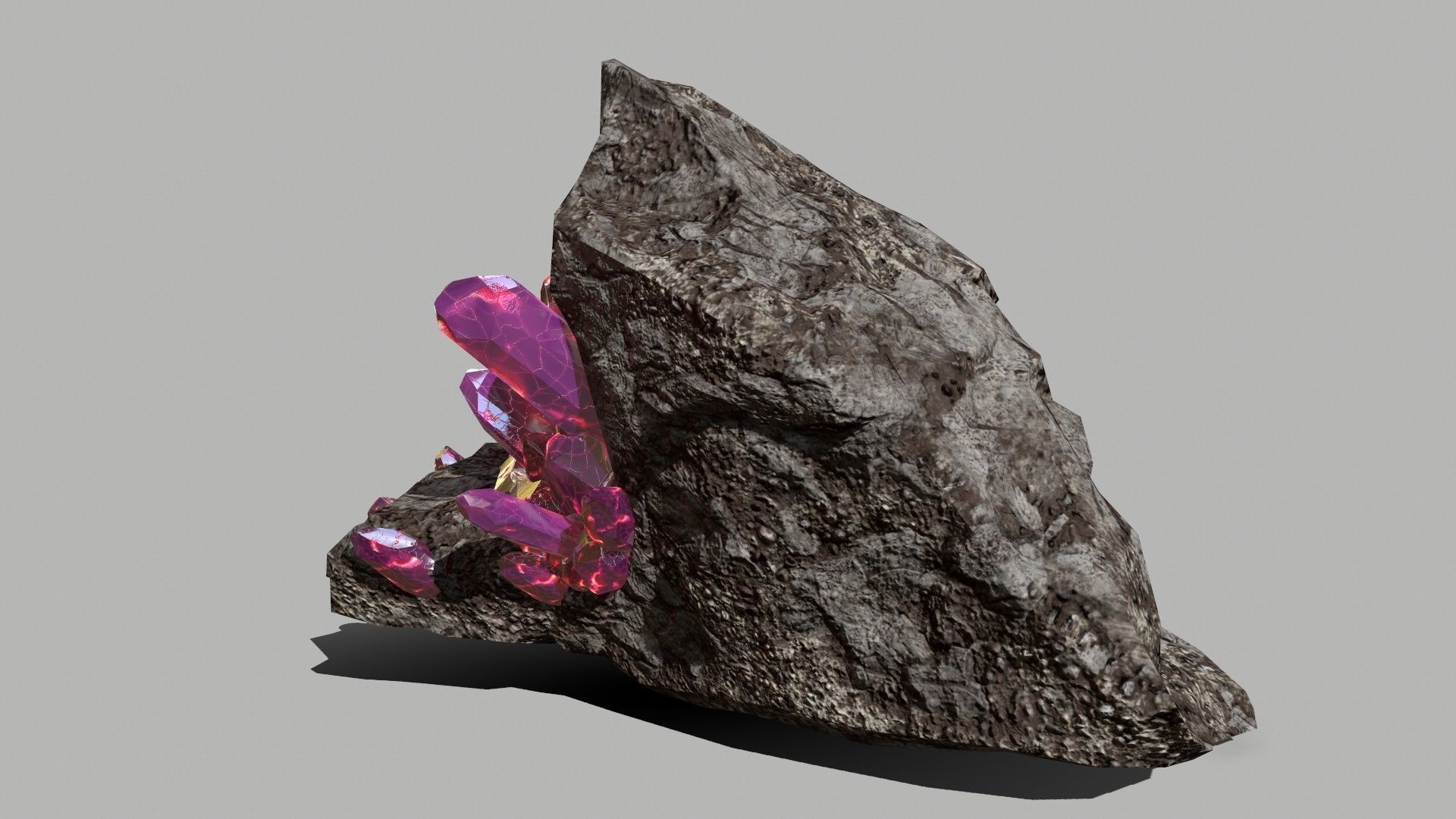 Crystal Set rock with crystals Low-poly 3D model_11