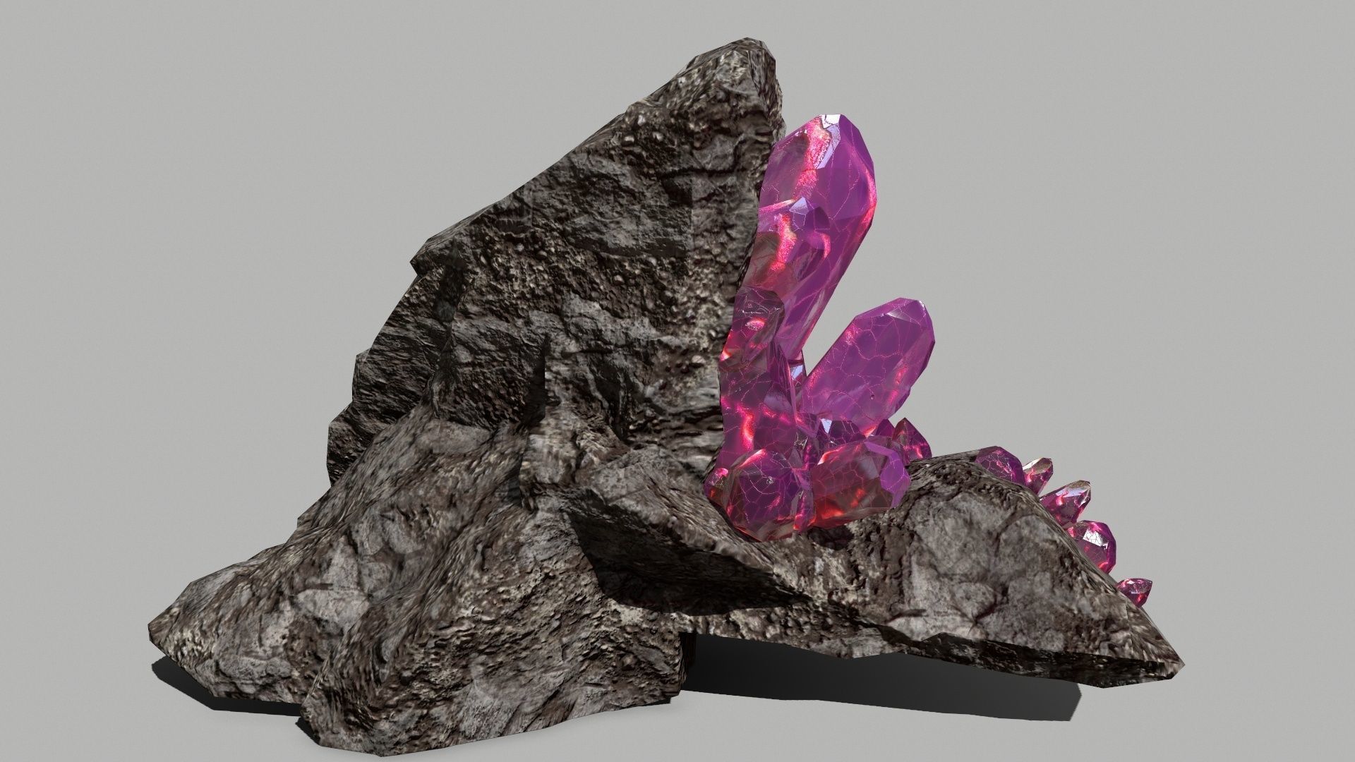 Crystal Set rock with crystals Low-poly 3D model_8