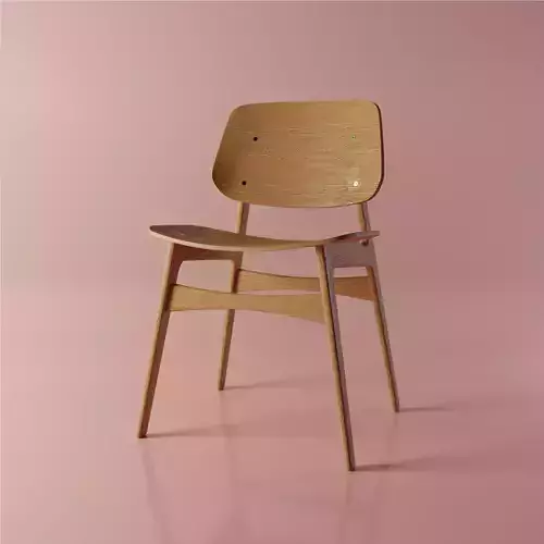 Minimal Wood Chair Low-poly 3D model