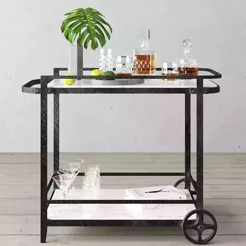 Restoration Hardware Hammered Iron Bar Cart