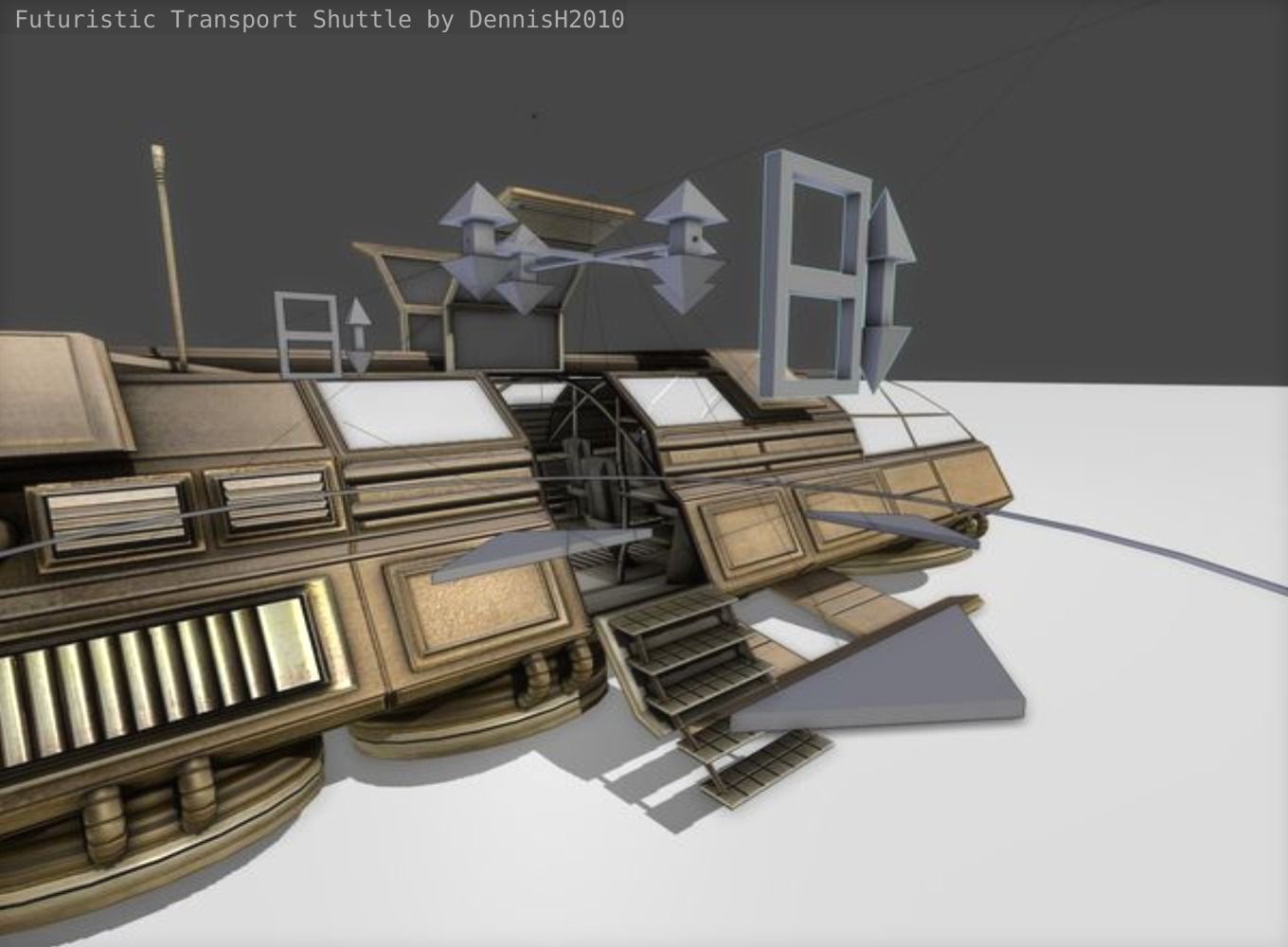 Futuristic Transport Shuttle  Free low-poly 3D model_25