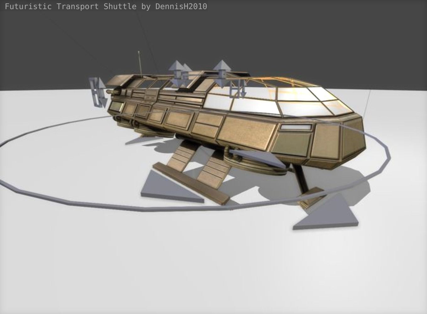 Futuristic Transport Shuttle  Free low-poly 3D model_16