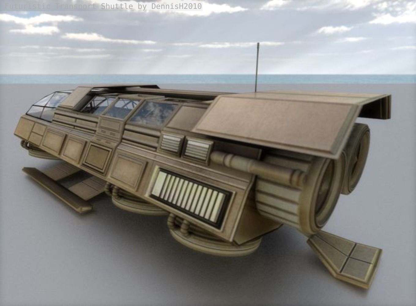 Futuristic Transport Shuttle  Free low-poly 3D model_27