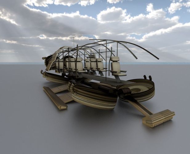 Futuristic Transport Shuttle  Free low-poly 3D model_92