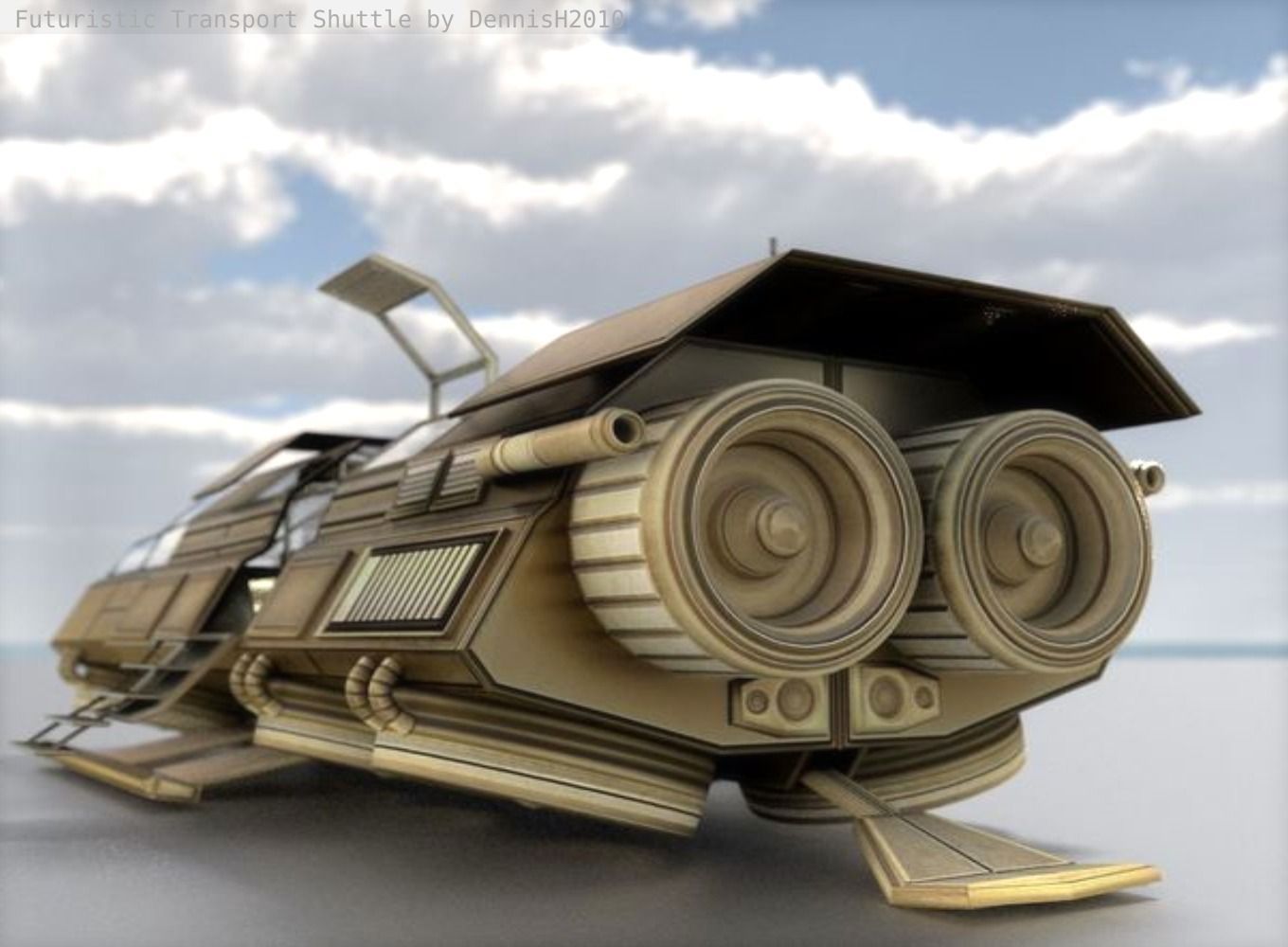 Futuristic Transport Shuttle  Free low-poly 3D model_4