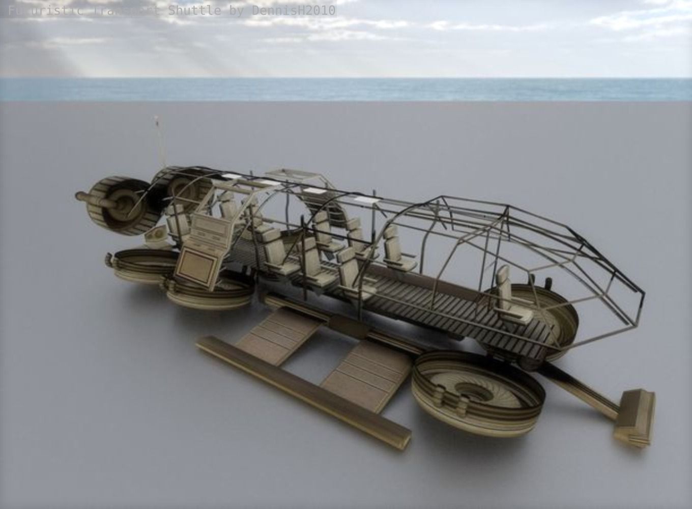 Futuristic Transport Shuttle  Free low-poly 3D model_10