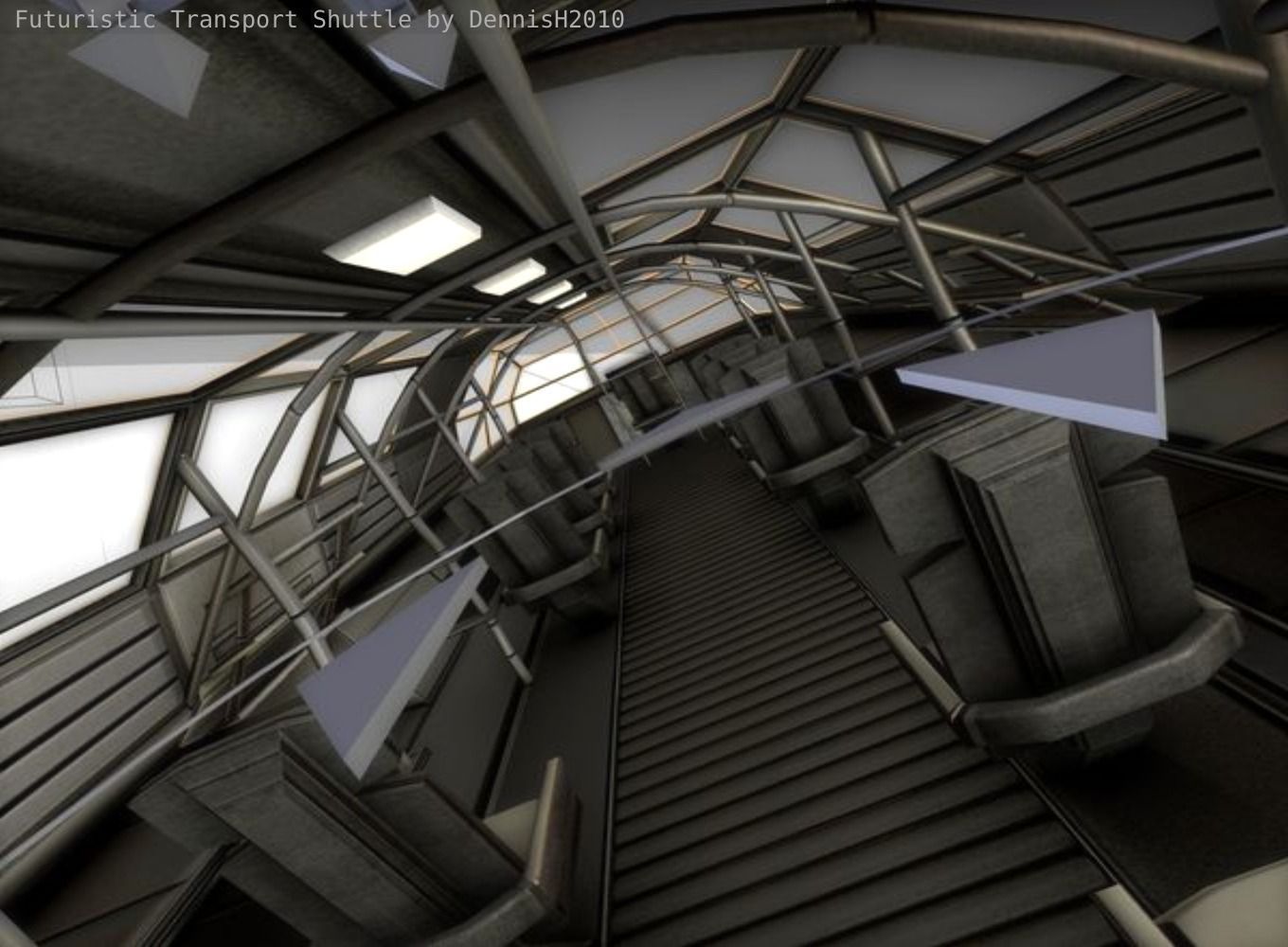 Futuristic Transport Shuttle  Free low-poly 3D model_9