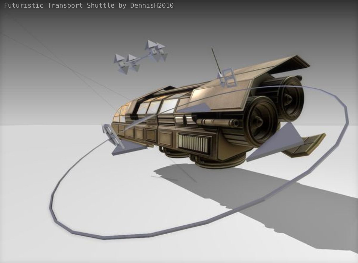 Futuristic Transport Shuttle  Free low-poly 3D model_22