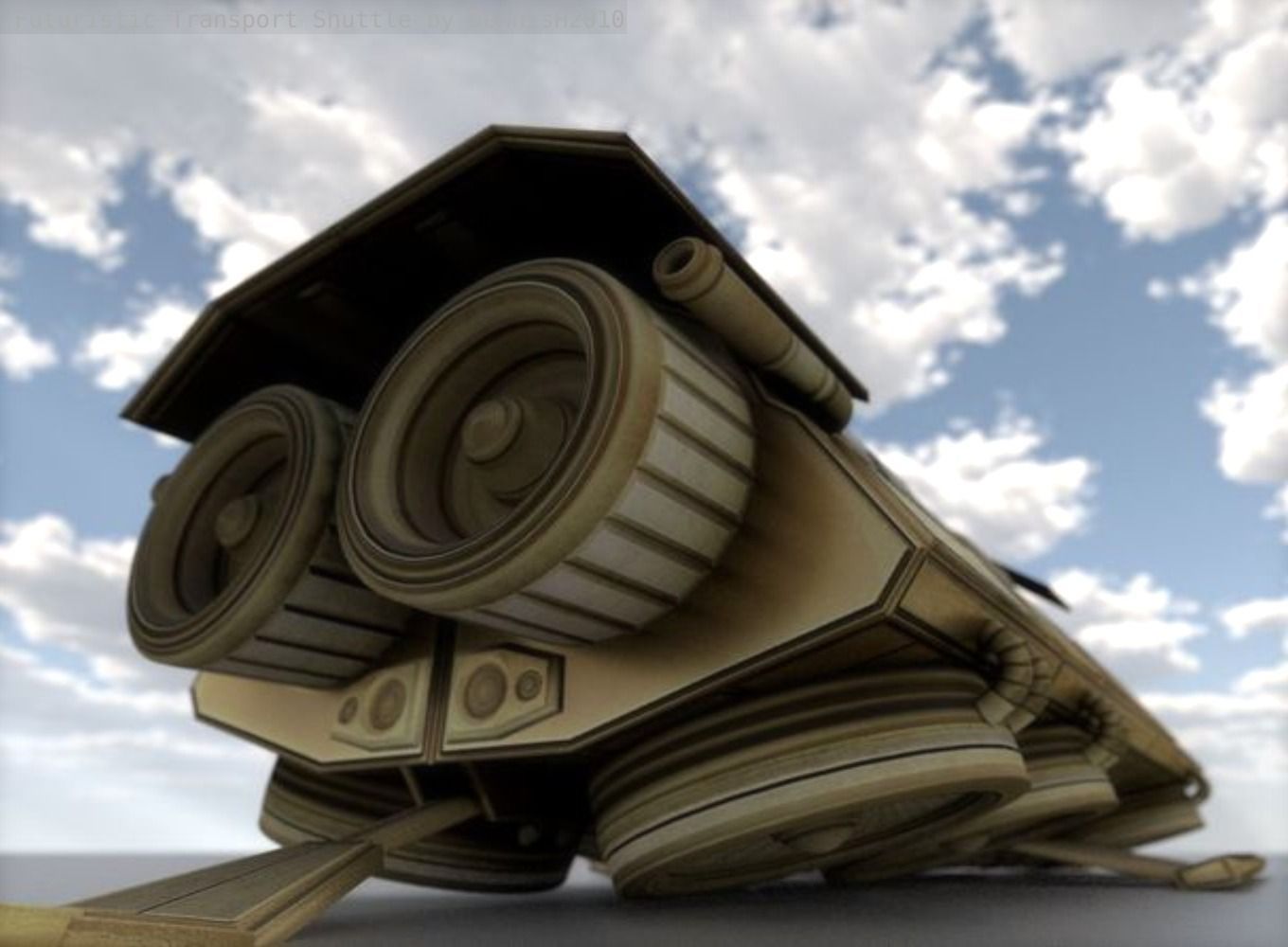 Futuristic Transport Shuttle  Free low-poly 3D model_21