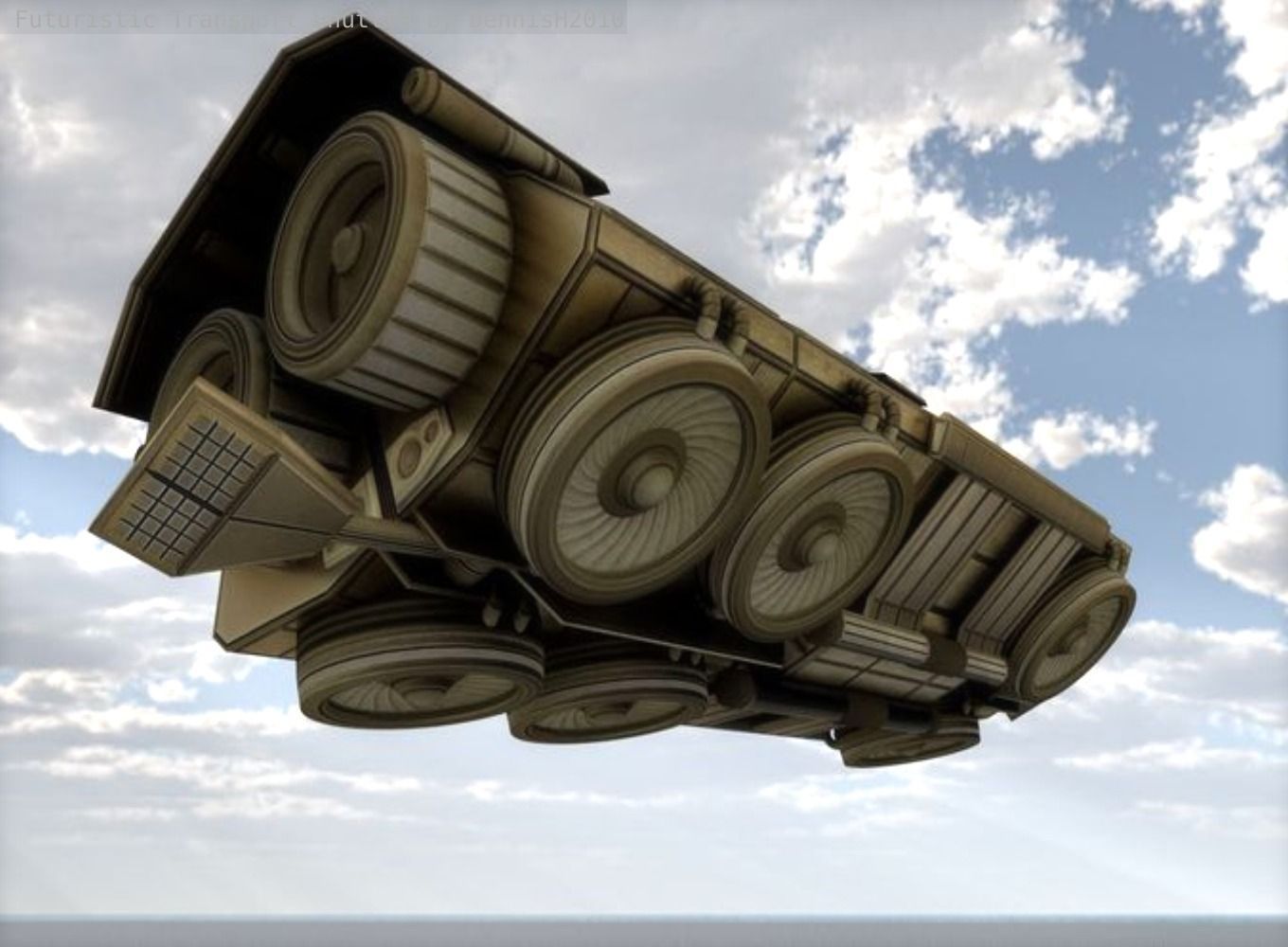 Futuristic Transport Shuttle  Free low-poly 3D model_15