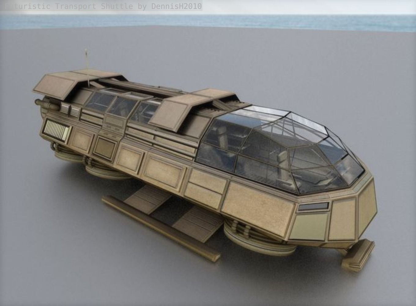 Futuristic Transport Shuttle  Free low-poly 3D model_29