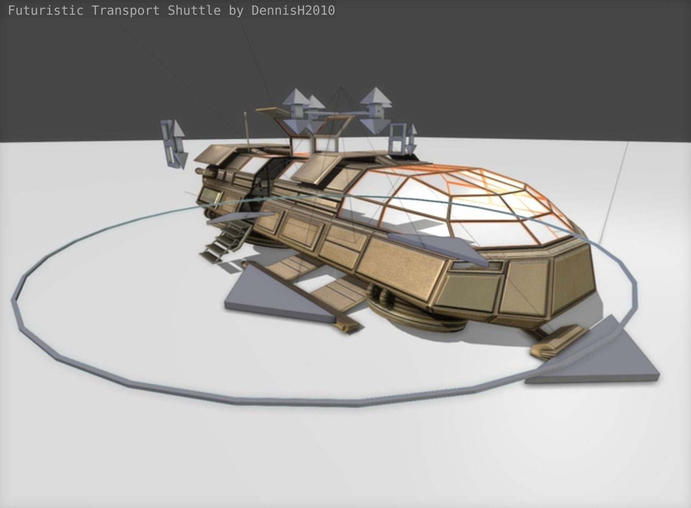 Futuristic Transport Shuttle  Free low-poly 3D model_32