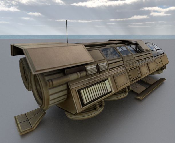 Futuristic Transport Shuttle  Free low-poly 3D model_99