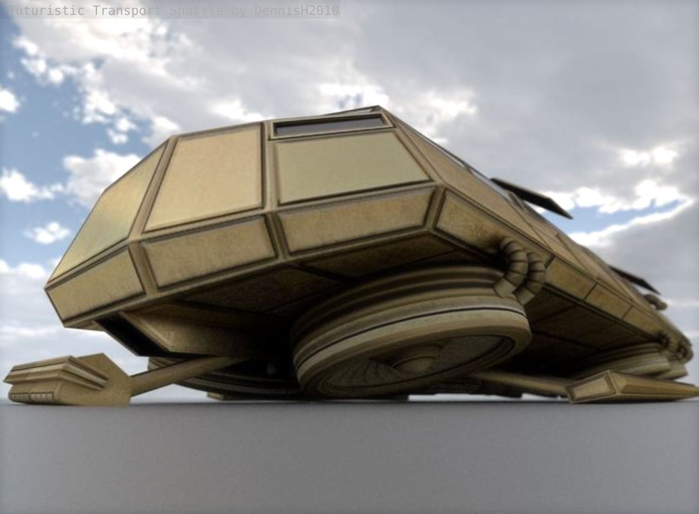 Futuristic Transport Shuttle  Free low-poly 3D model_8