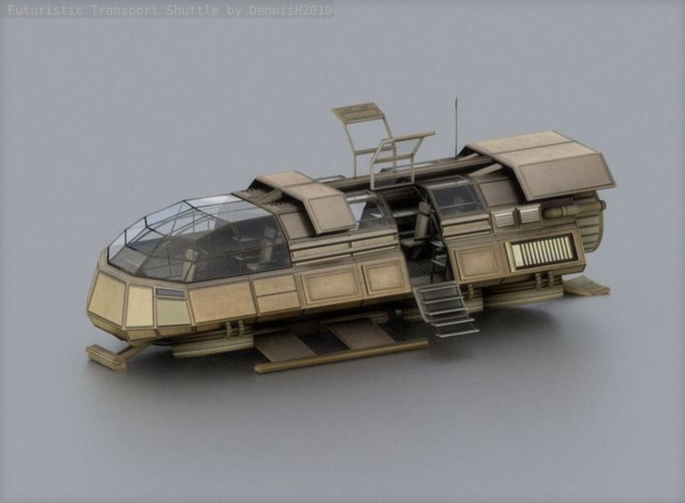 Futuristic Transport Shuttle  Free low-poly 3D model_24
