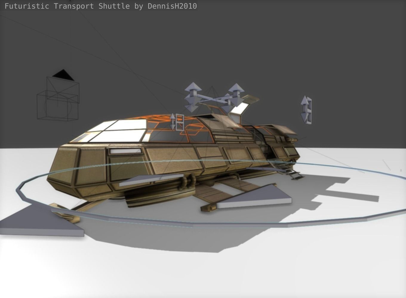Futuristic Transport Shuttle  Free low-poly 3D model_30