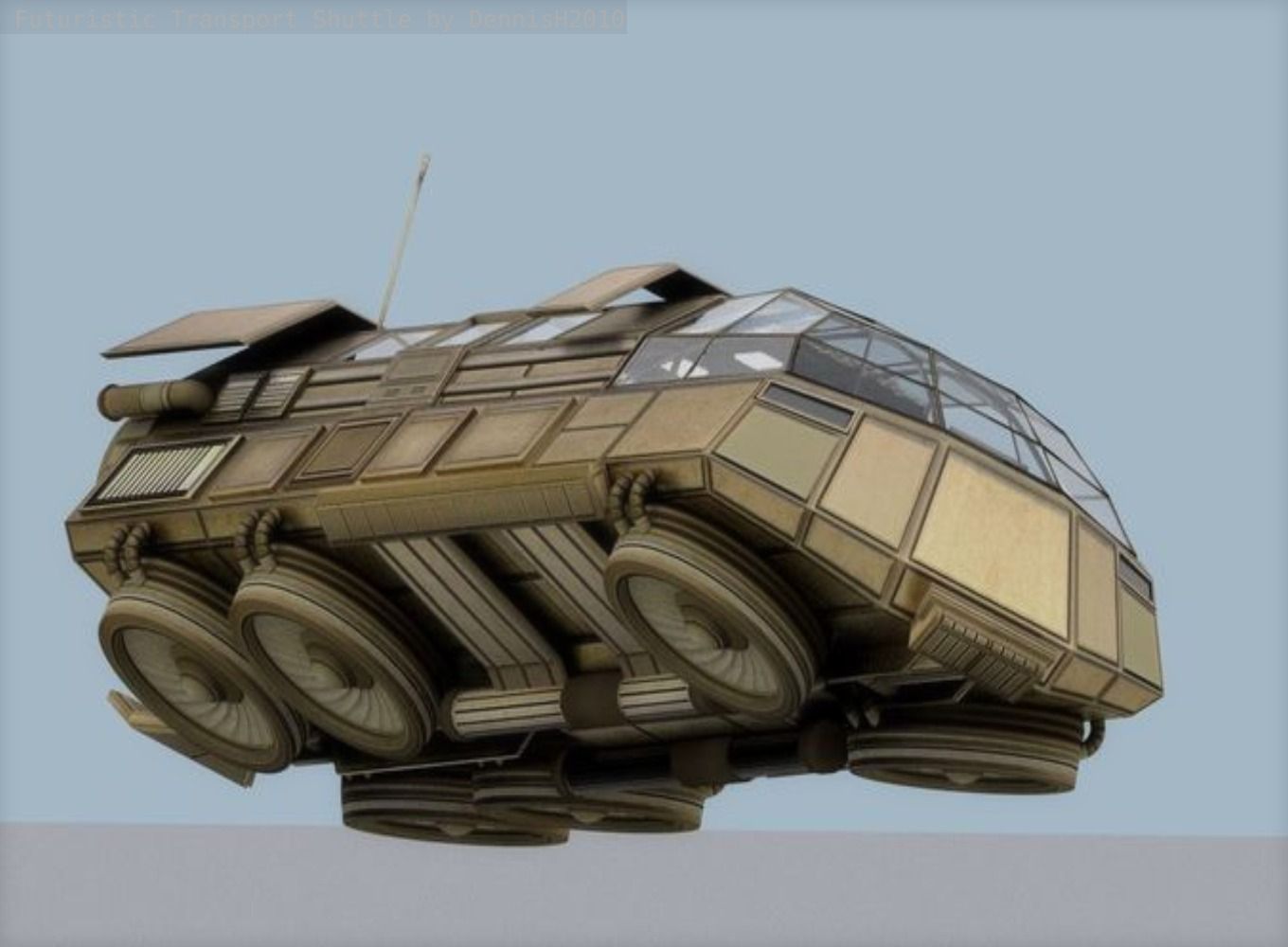 Futuristic Transport Shuttle  Free low-poly 3D model_11