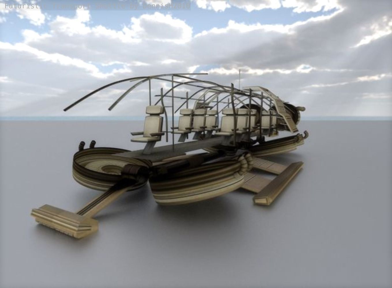 Futuristic Transport Shuttle  Free low-poly 3D model_17