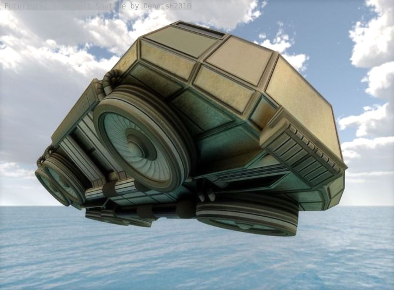 Futuristic Transport Shuttle  Free low-poly 3D model_13