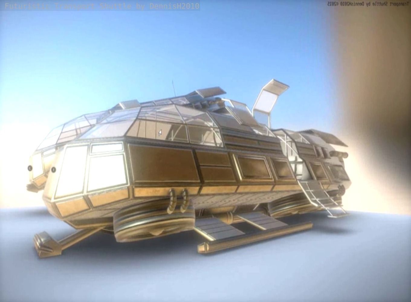 Futuristic Transport Shuttle  Free low-poly 3D model_56