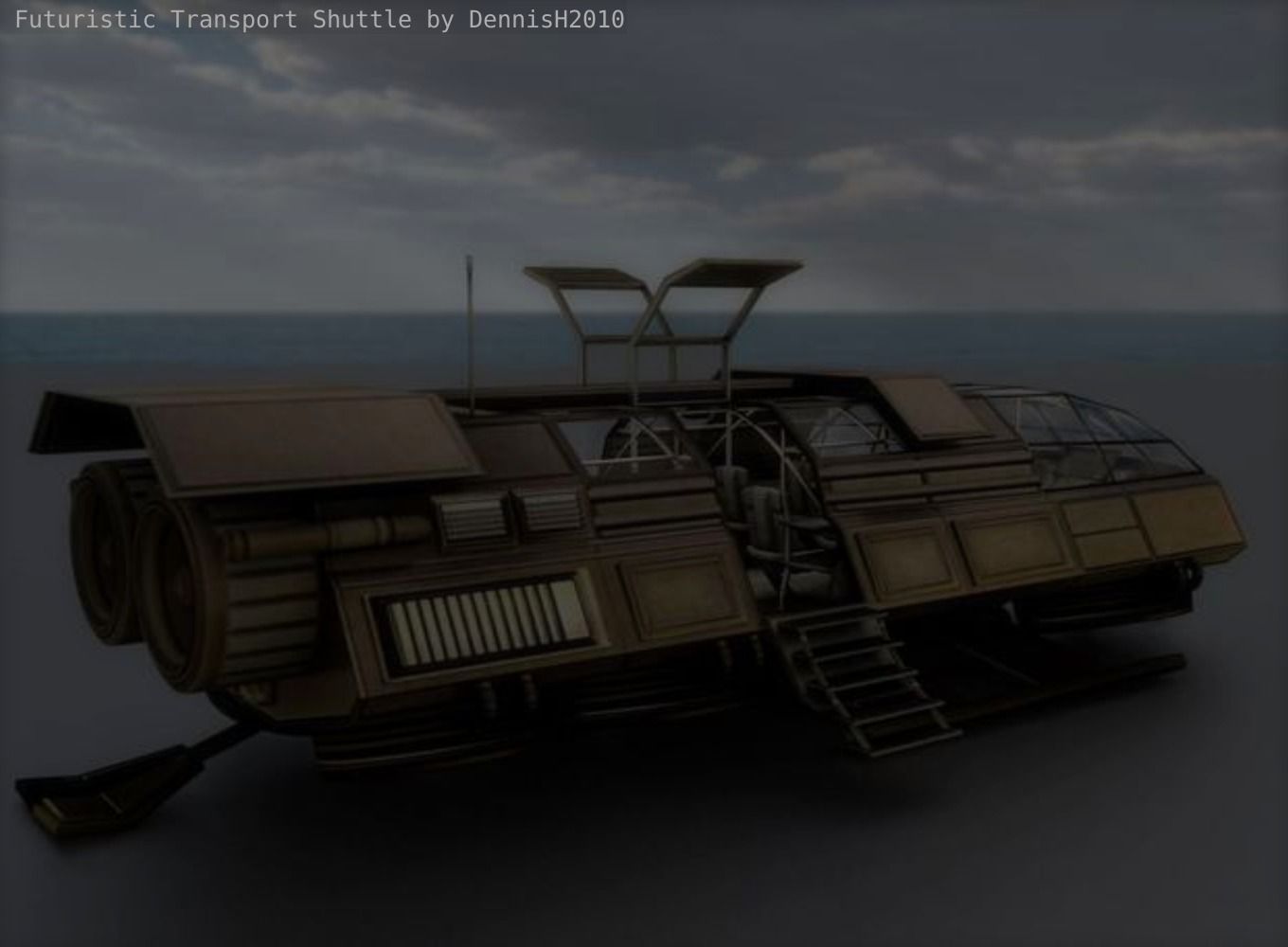 Futuristic Transport Shuttle  Free low-poly 3D model_20