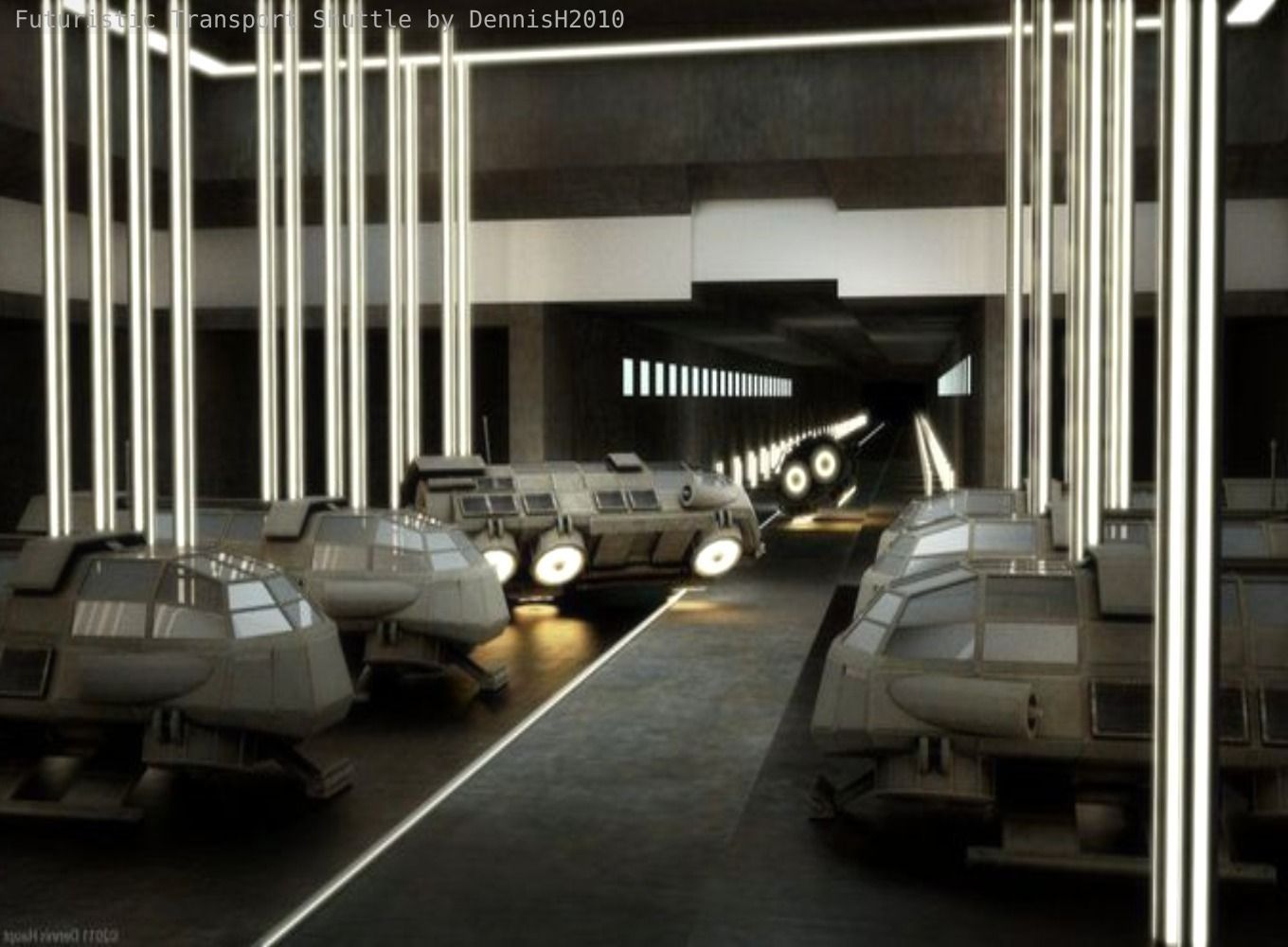 Futuristic Transport Shuttle  Free low-poly 3D model_23