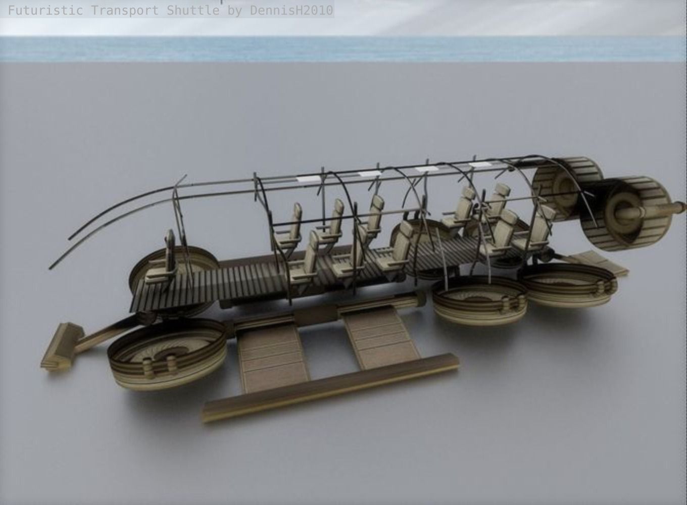 Futuristic Transport Shuttle  Free low-poly 3D model_5