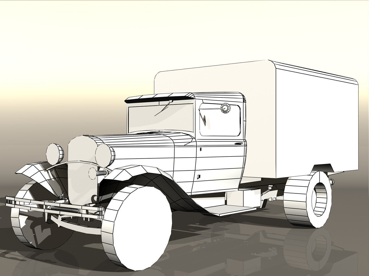 GAZ- AA furgon-Bread Low-poly 3D model_5