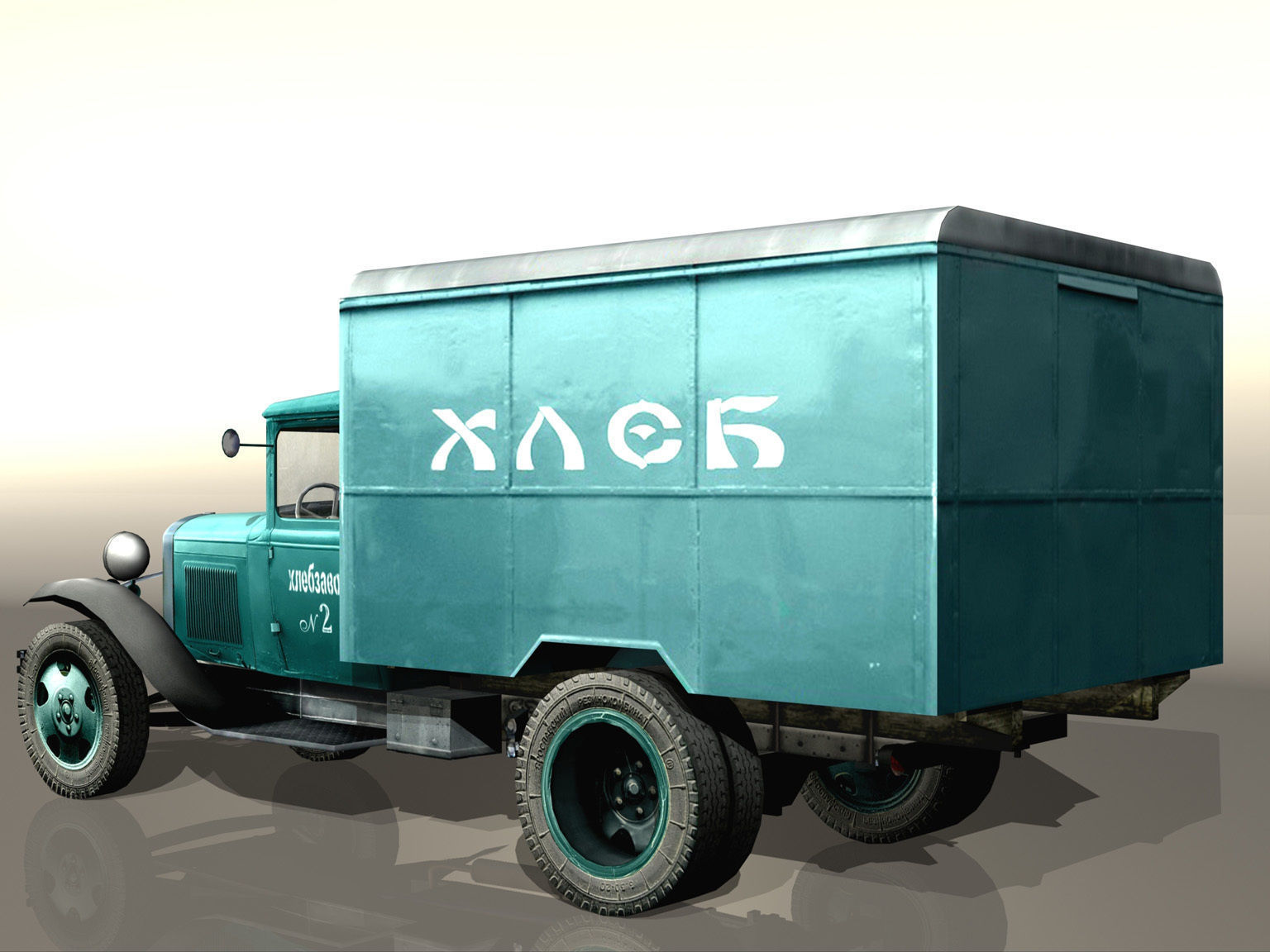 GAZ- AA furgon-Bread Low-poly 3D model_2