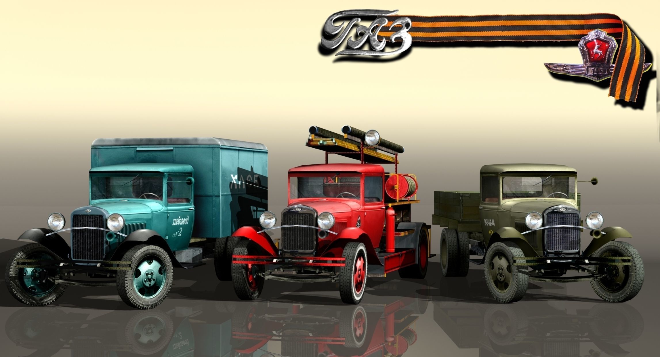 GAZ- AA furgon-Bread Low-poly 3D model_4