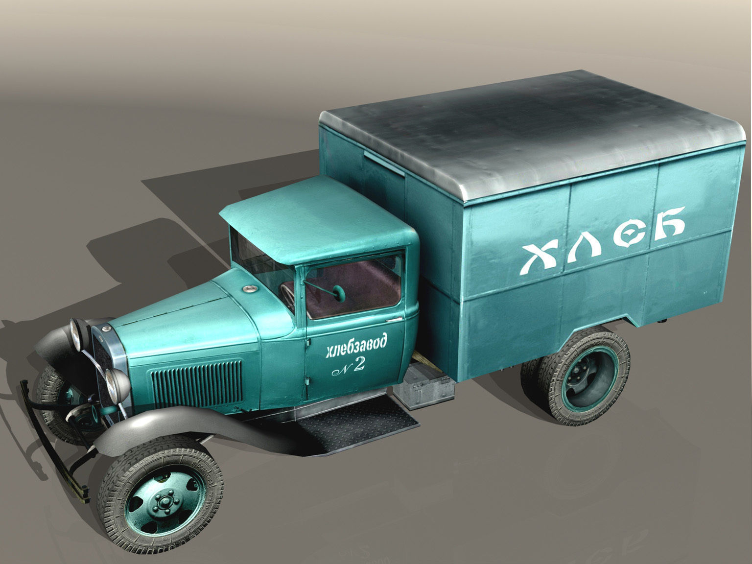 GAZ- AA furgon-Bread Low-poly 3D model_3