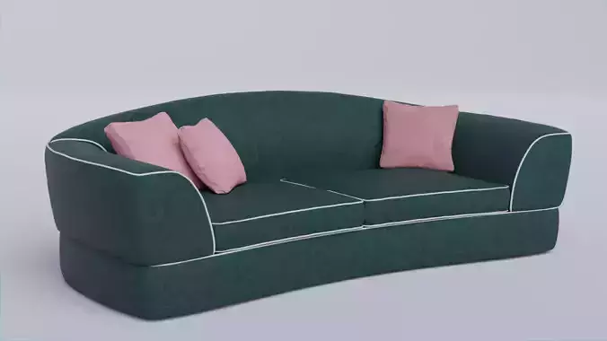 Pleasant Leather Curve Sofa