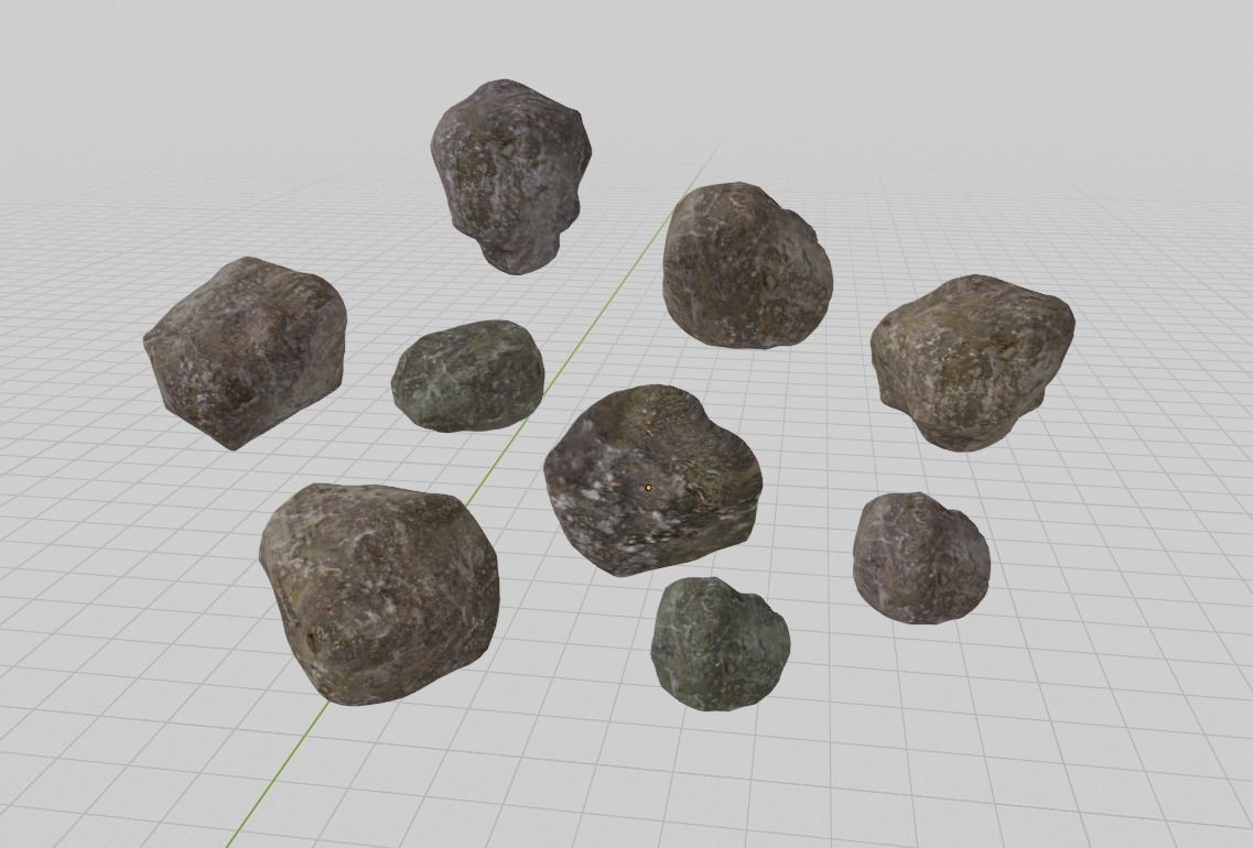 Rock Cave with textures and separate extra rocks set Low-poly 3D model_3