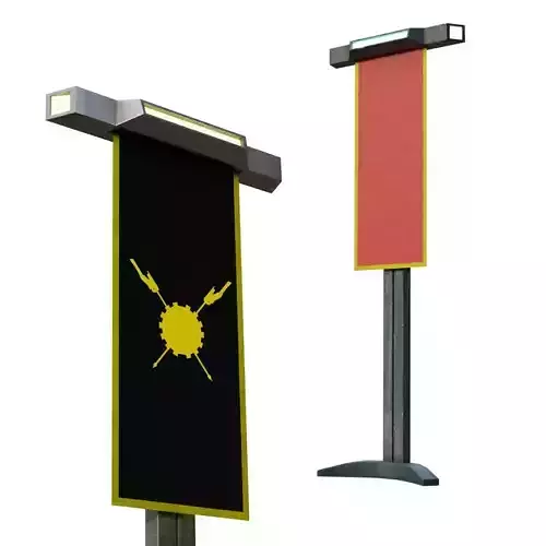 Futuristic Sci-Fi Flag Standard many PBR Options Textures Low-poly 3D model