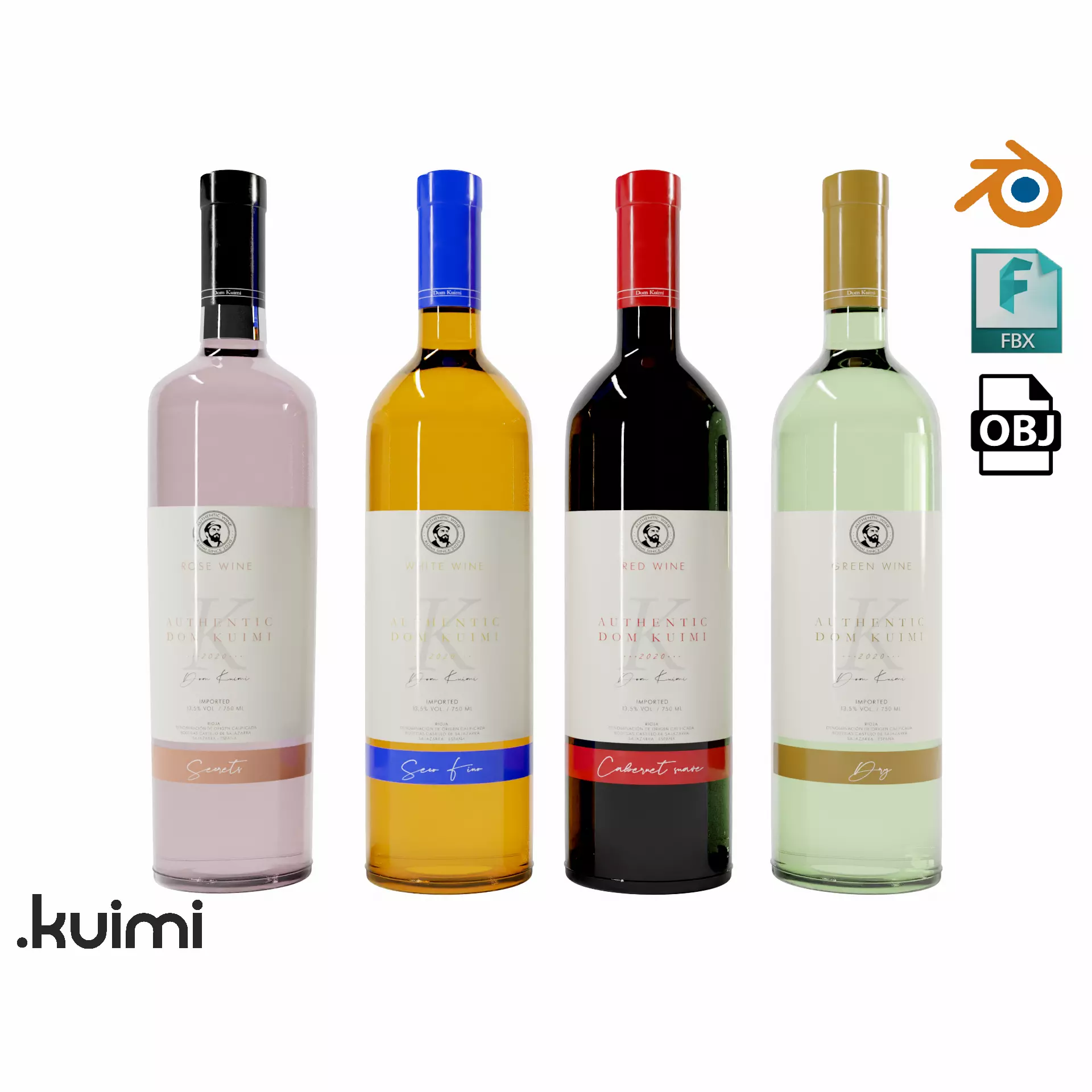 Wine Bottles 3D model_0