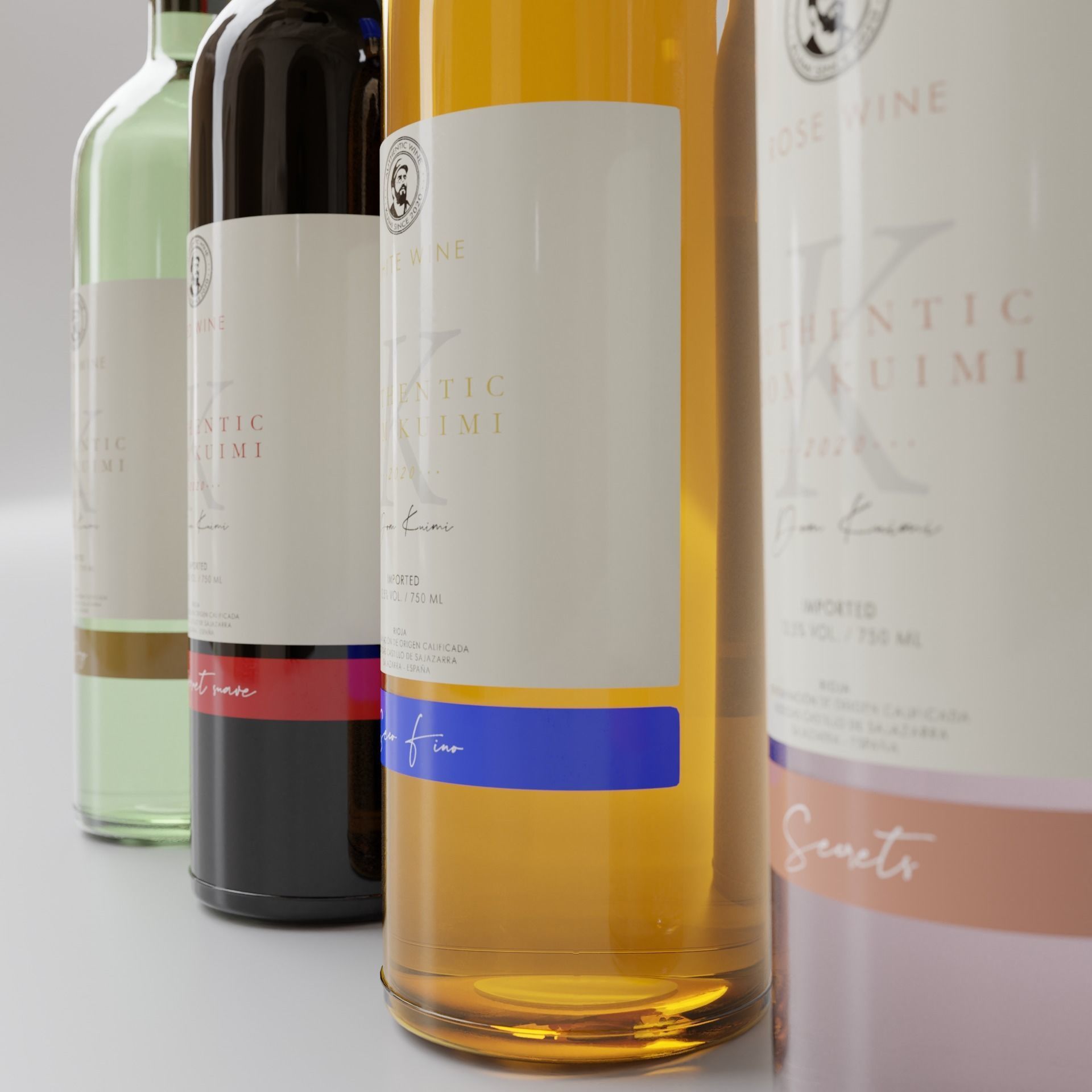 Wine Bottles 3D model_2