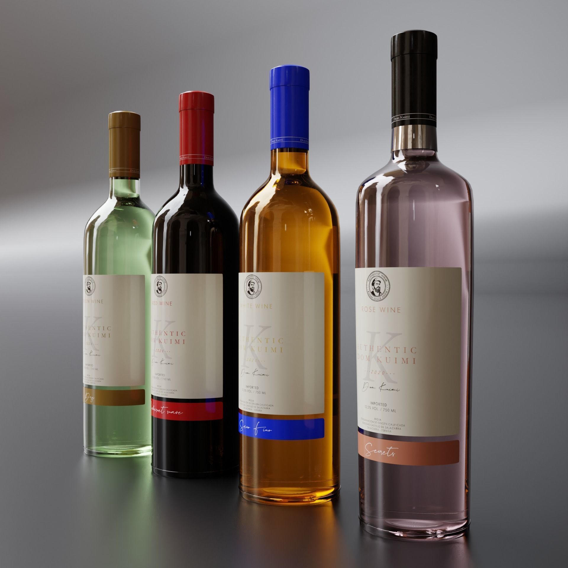 Wine Bottles 3D model_1