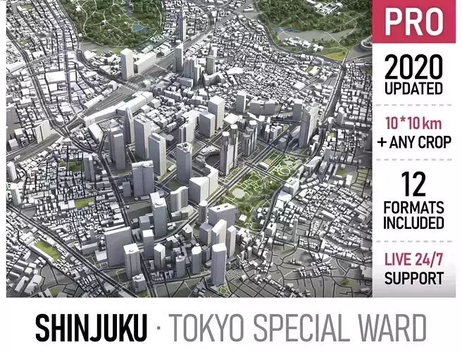 Shinjuku - Tokyo special ward Low-poly 3D model