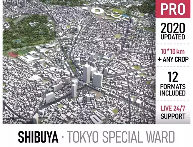 Shibuya - Tokyo special ward Low-poly 3D model