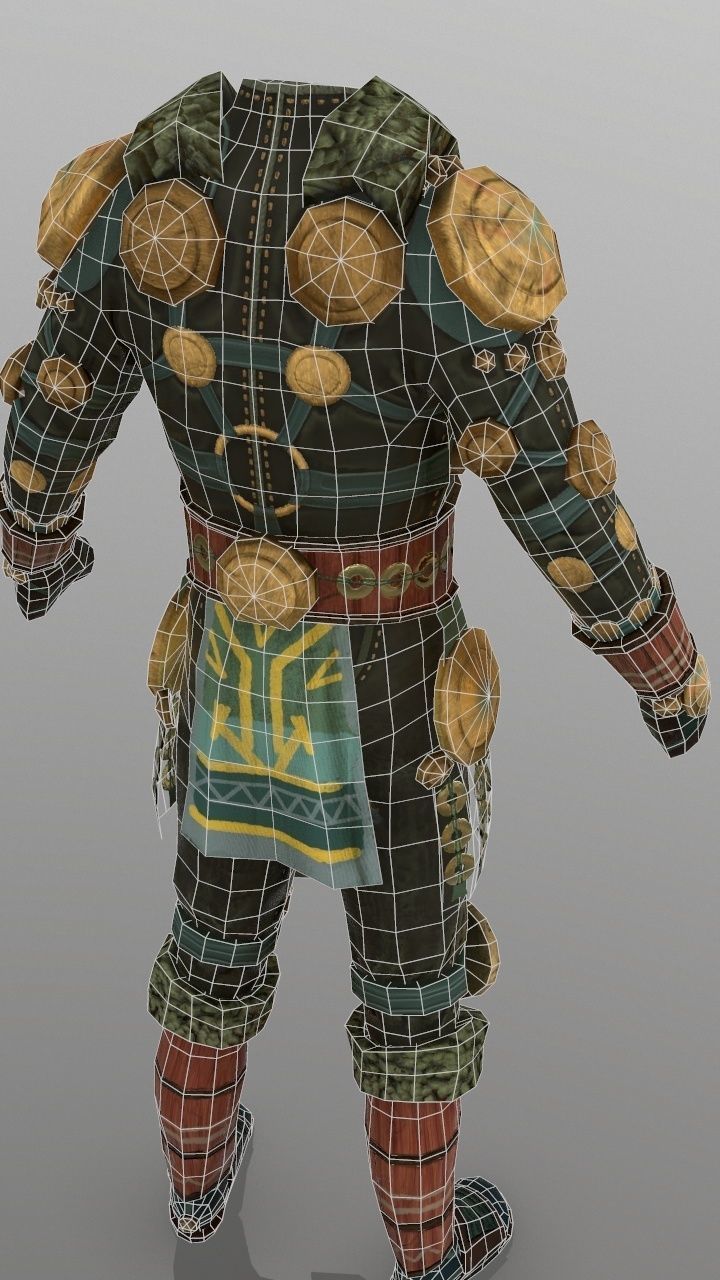 Wooden Plate Armor  Low-poly 3D model_4