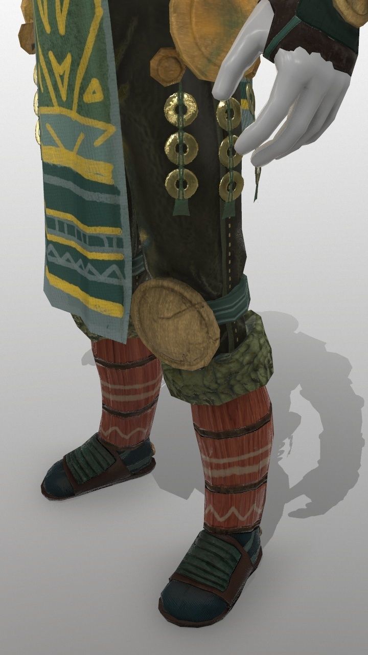 Wooden Plate Armor  Low-poly 3D model_7