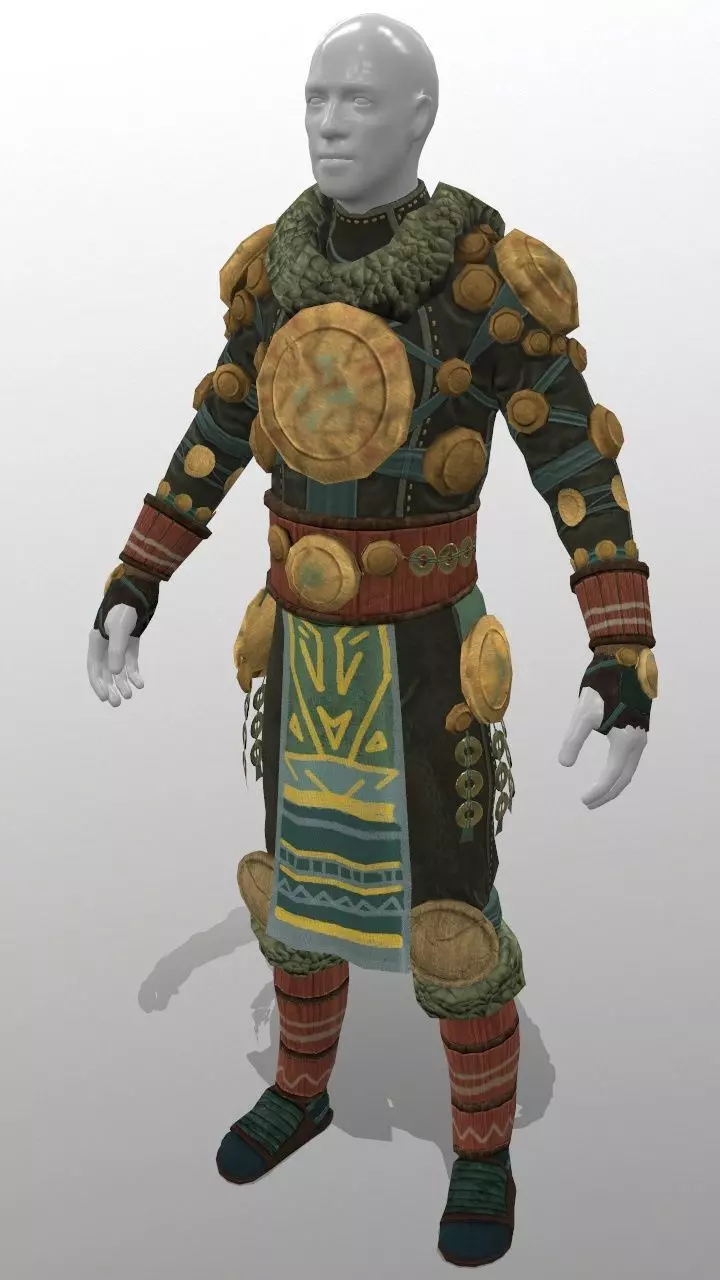 Wooden Plate Armor  Low-poly 3D model_0