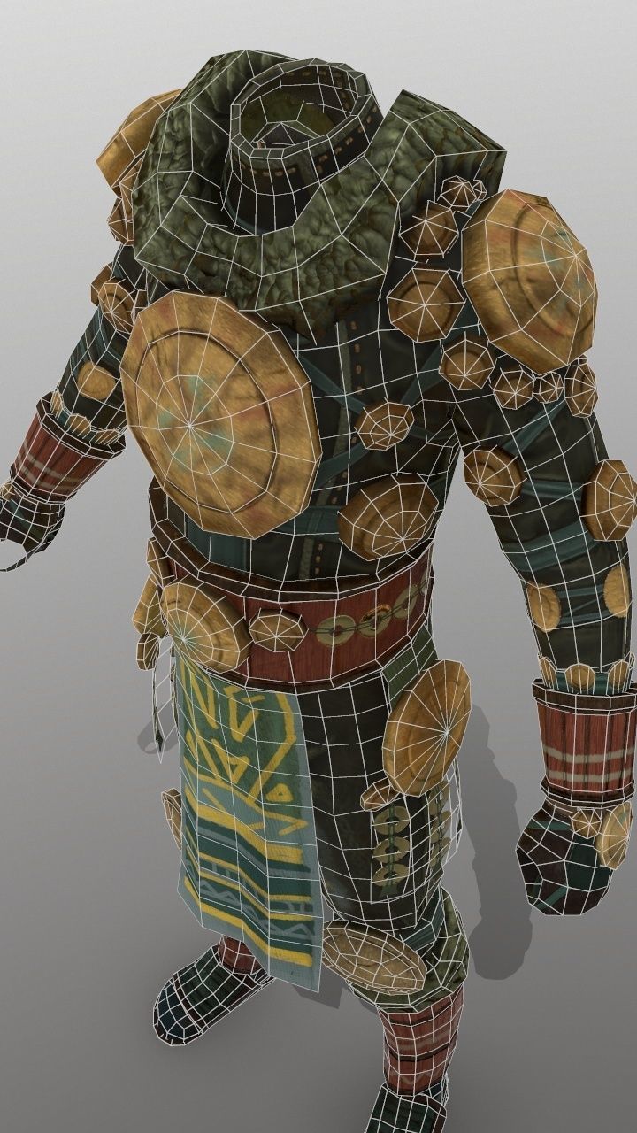 Wooden Plate Armor  Low-poly 3D model_3