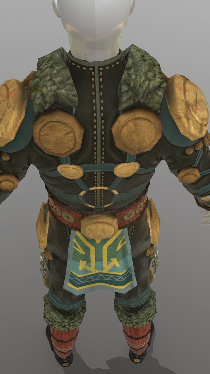 Wooden Plate Armor  Low-poly 3D model_6