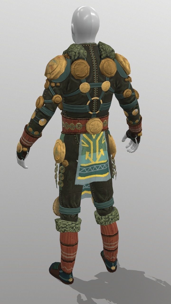 Wooden Plate Armor  Low-poly 3D model_1